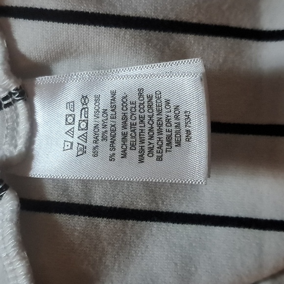 Adrienne Vittadini Black & White Striped Crew Neck Cropped Short Sleeve Top L - Picture 8 of 10